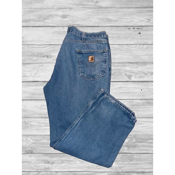 Carhartt Mens Jeans 40x30 Relaxed Fit Straight Medium Wash Blue Denim B460 DVB - Picture 1 of 8